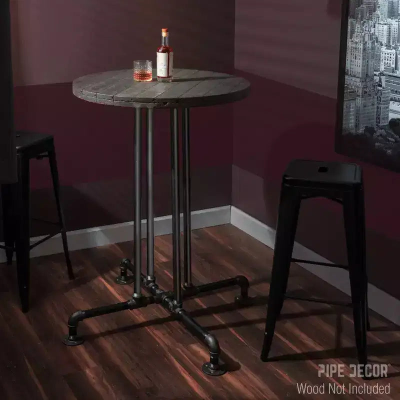 Pieds de table style tuyau à hauteur de bar Pipe Decor Black Jack