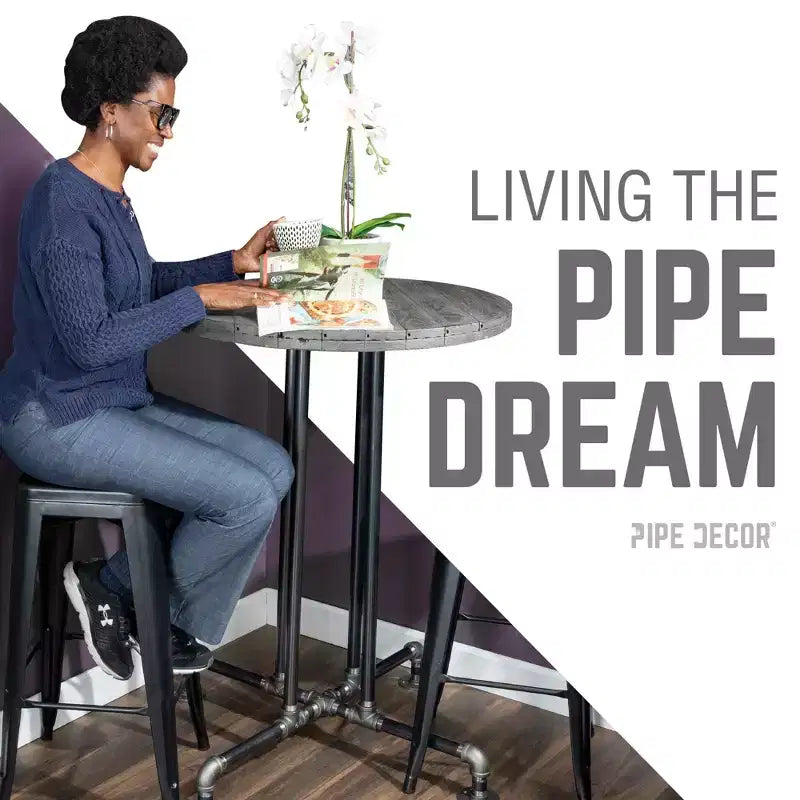 Pieds de table style tuyau à hauteur de bar Pipe Decor Black Jack