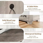 Meuble TV scandinave avec lumières LED et portes en verre, meuble de rangement en bois gris cendré pour salon et chambre