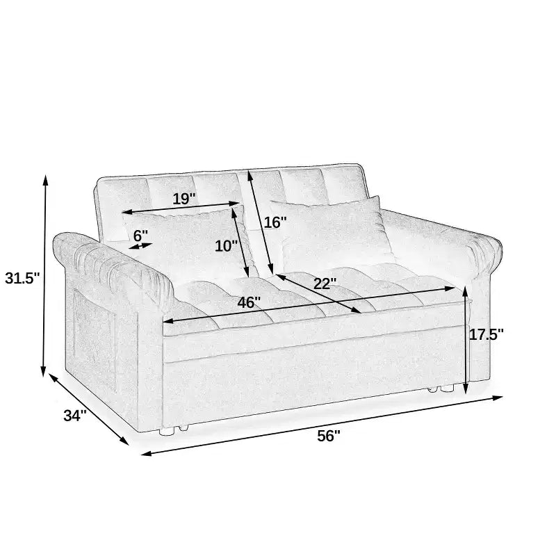 Canapé-lit convertible MAYEERTY, moderne, réglable, pour salon ou chambre à coucher, gris