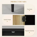 Buffet Bohème, Cabinet de Rangement 80cm avec 2 Portes en Rotin et Étagères pour Salon, Couloir
