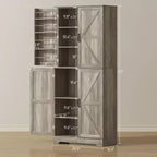 Garde-manger de cuisine de ferme, armoire de garde-manger haute de 72 po avec 4 portes de grange, 4 tablettes réglables et 8 tablettes de porte Lavage