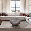 Royal Hampton 36 Inch Round Coffee Table, Handcrafted Drum Shape