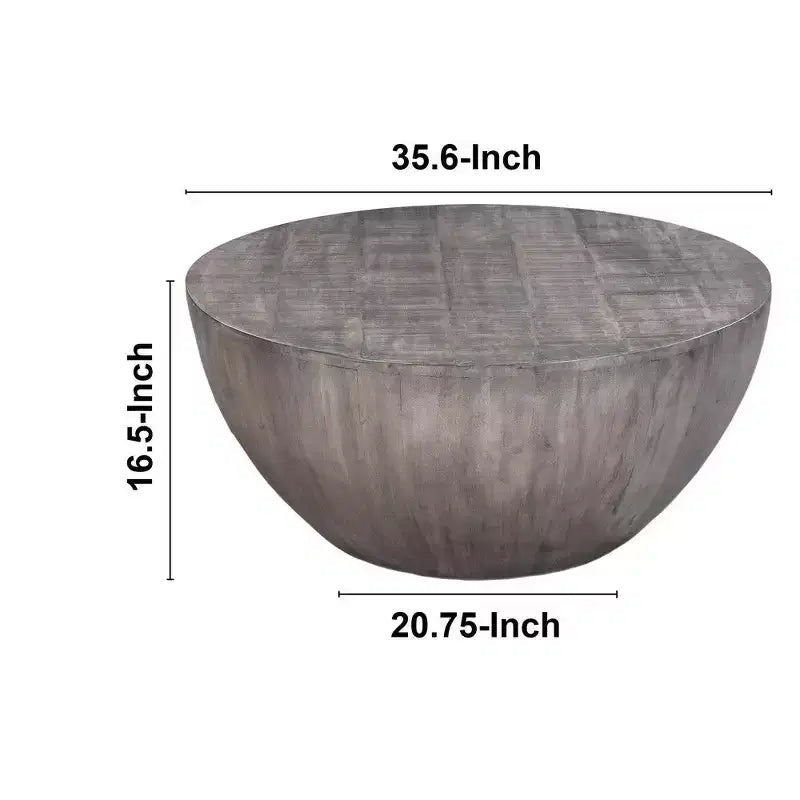 Table basse ronde Royal Hampton de 36 pouces, forme tambour faite à la main