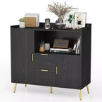 Grand Meuble de Rangement de CuisineBuffet de Ferme en Bois avec 2 Tiroirs et 2 Portes,