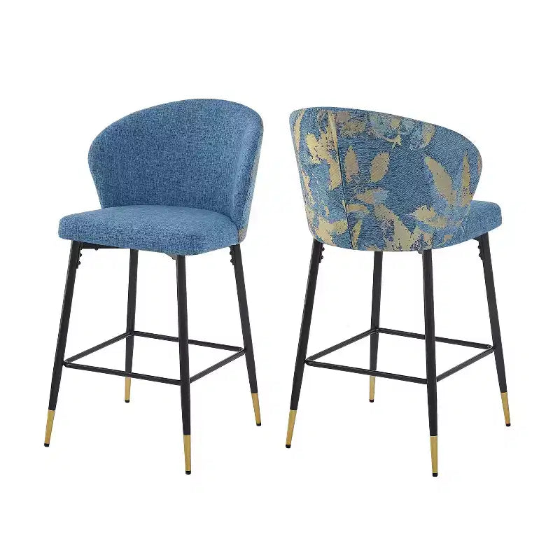 MAYEERTY Lot de 2 chaises de salle à manger, dossier en rotin, cadre en métal, revêtement en tissu bouclette pour le salon