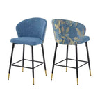 MAYEERTY Lot de 2 chaises de salle à manger, dossier en rotin, cadre en métal, revêtement en tissu bouclette pour le salon