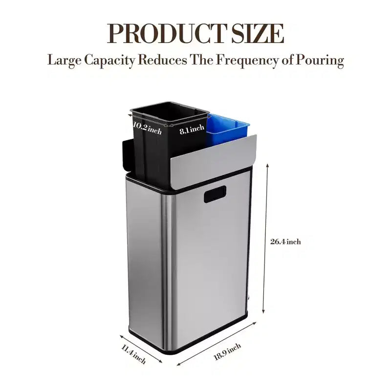 COZONY Poubelle double en acier inoxydable avec couvercle à pédale, bacs amovibles, poubelle de tri pour la cuisine et le bureau