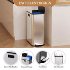 COZONY Poubelle double en acier inoxydable avec couvercle à pédale, bacs amovibles, poubelle de tri pour la cuisine et le bureau