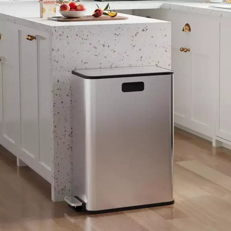 COZONY Poubelle double en acier inoxydable avec couvercle à pédale, bacs amovibles, poubelle de tri pour la cuisine et le bureau