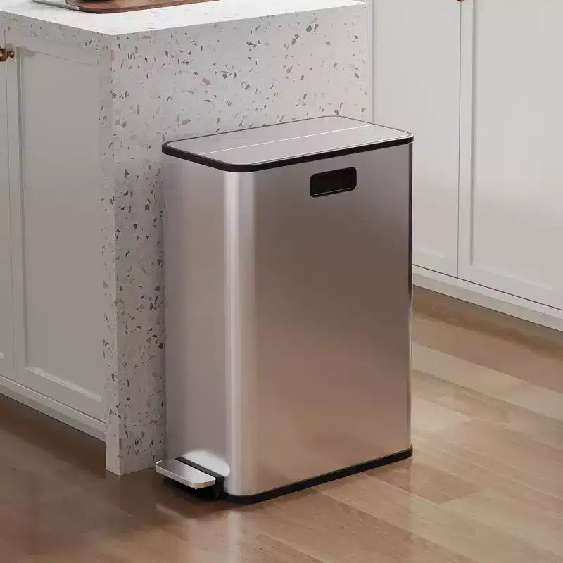 COZONY Poubelle double en acier inoxydable avec couvercle à pédale, bacs amovibles, poubelle de tri pour la cuisine et le bureau