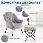 Fauteuil de relaxation avec pouf, canapé de lecture moderne, poche latérale, pour salon, chambre à coucher