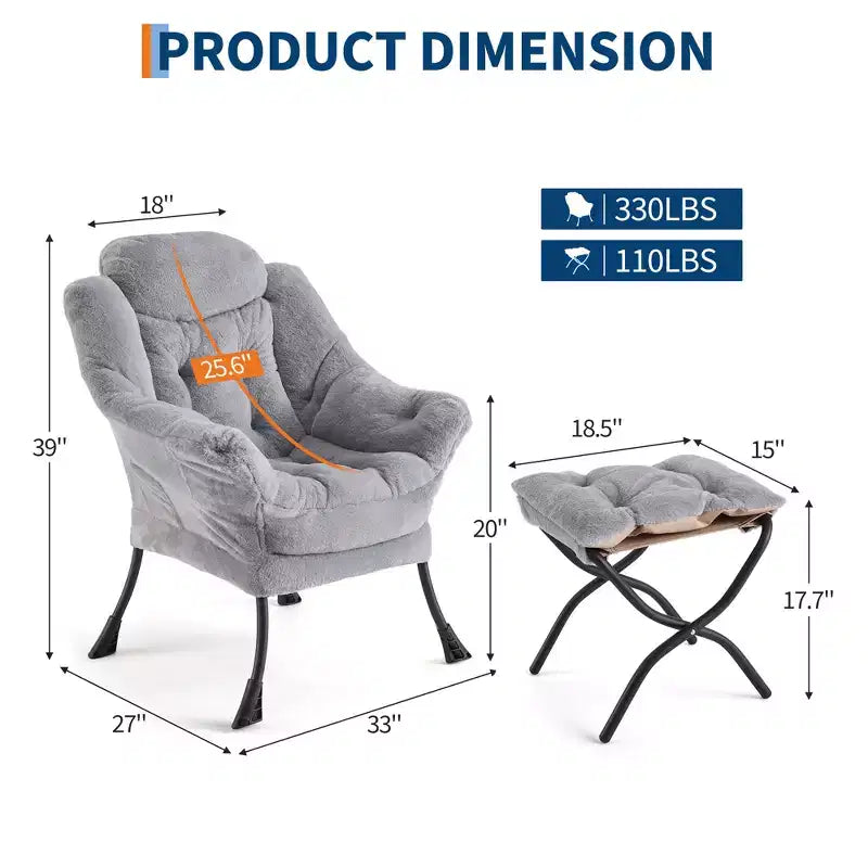 Fauteuil de relaxation avec pouf, canapé de lecture moderne, poche latérale, pour salon, chambre à coucher