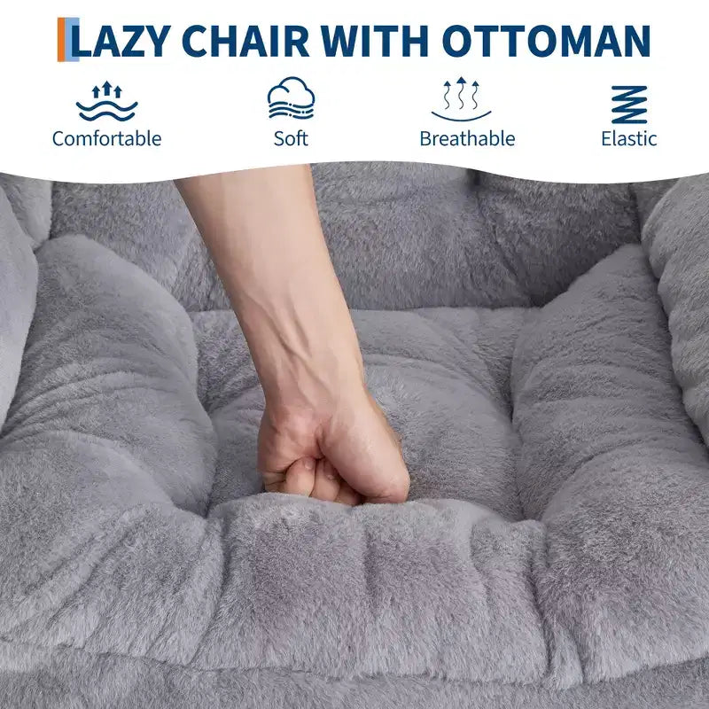 Fauteuil de relaxation avec pouf, canapé de lecture moderne, poche latérale, pour salon, chambre à coucher