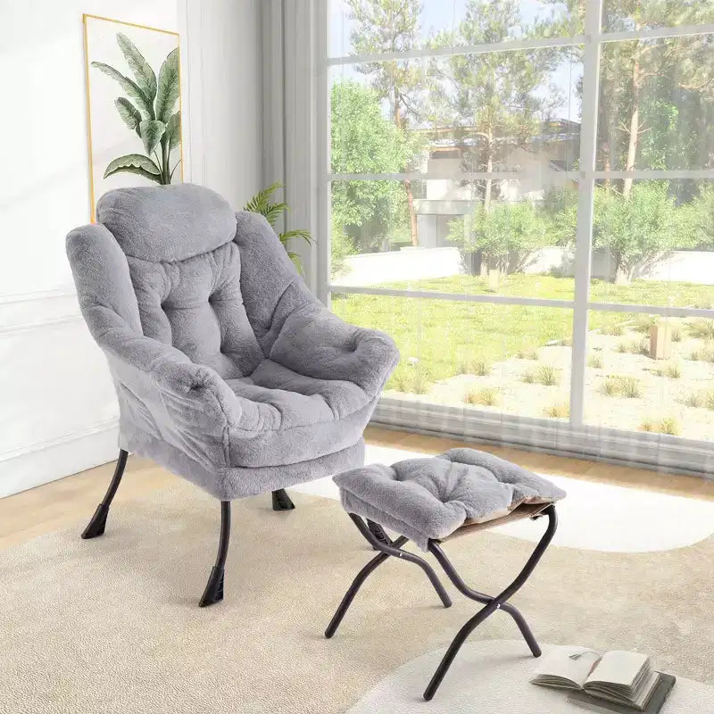 Fauteuil de relaxation avec pouf, canapé de lecture moderne, poche latérale, pour salon, chambre à coucher