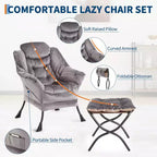 Fauteuil de relaxation avec pouf, canapé de lecture moderne, poche latérale, pour salon, chambre à coucher
