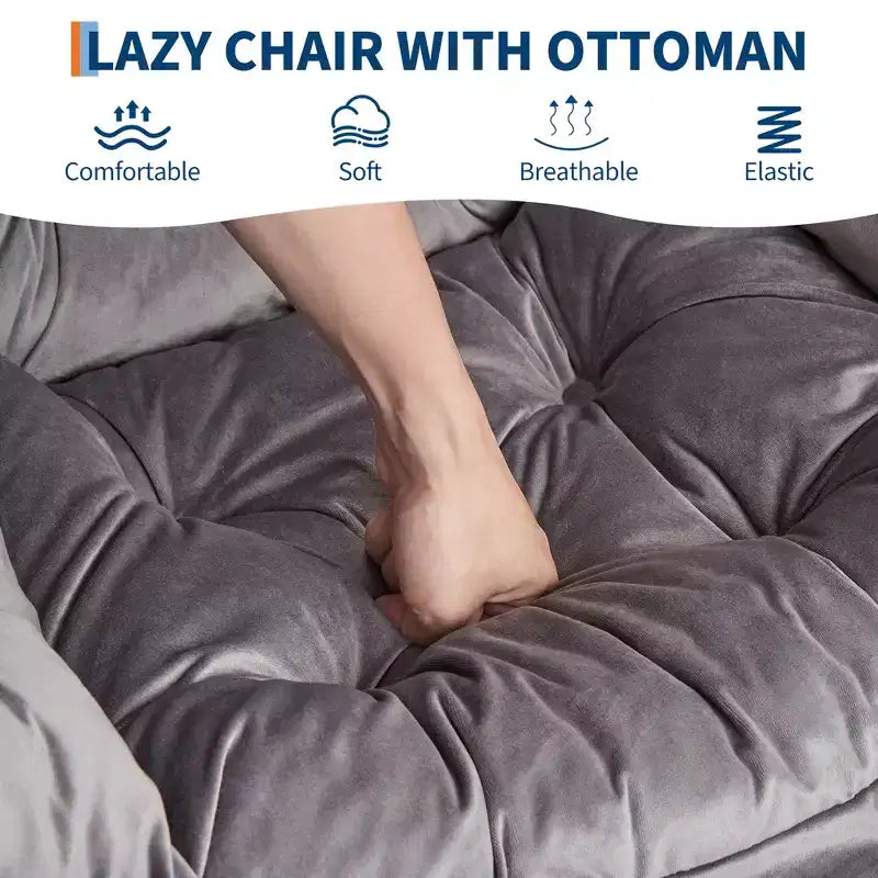 Fauteuil de relaxation avec pouf, canapé de lecture moderne, poche latérale, pour salon, chambre à coucher