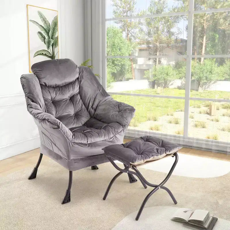 Fauteuil de relaxation avec pouf, canapé de lecture moderne, poche latérale, pour salon, chambre à coucher