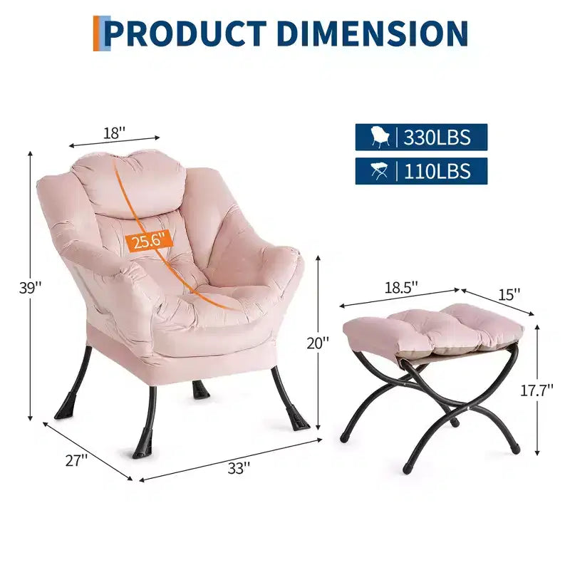 Fauteuil de relaxation avec pouf, canapé de lecture moderne, poche latérale, pour salon, chambre à coucher