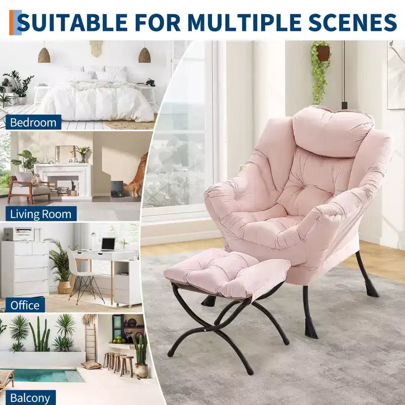 Fauteuil de relaxation avec pouf, canapé de lecture moderne, poche latérale, pour salon, chambre à coucher