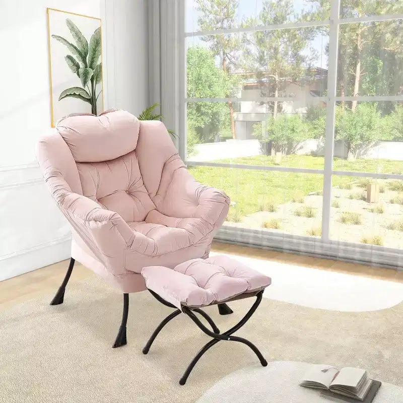 Fauteuil de relaxation avec pouf, canapé de lecture moderne, poche latérale, pour salon, chambre à coucher