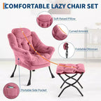 Fauteuil de relaxation avec pouf, canapé de lecture moderne, poche latérale, pour salon, chambre à coucher