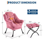 Fauteuil de relaxation avec pouf, canapé de lecture moderne, poche latérale, pour salon, chambre à coucher