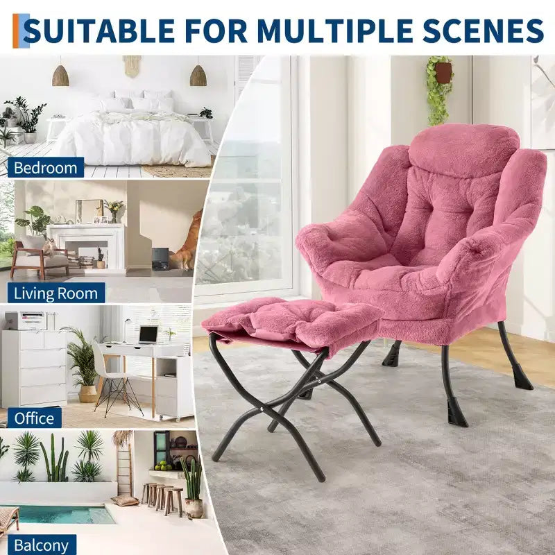 Fauteuil de relaxation avec pouf, canapé de lecture moderne, poche latérale, pour salon, chambre à coucher