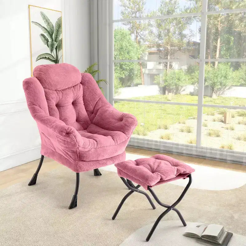 Fauteuil de relaxation avec pouf, canapé de lecture moderne, poche latérale, pour salon, chambre à coucher