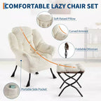 Fauteuil de relaxation avec pouf, canapé de lecture moderne, poche latérale, pour salon, chambre à coucher