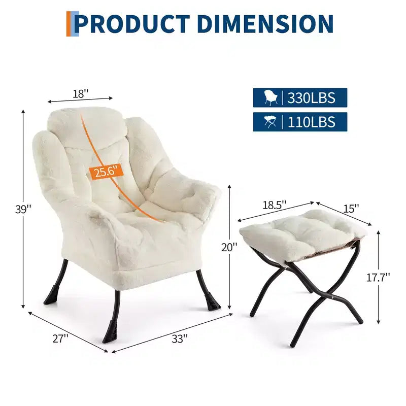 Fauteuil de relaxation avec pouf, canapé de lecture moderne, poche latérale, pour salon, chambre à coucher