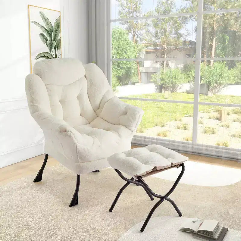 Fauteuil de relaxation avec pouf, canapé de lecture moderne, poche latérale, pour salon, chambre à coucher