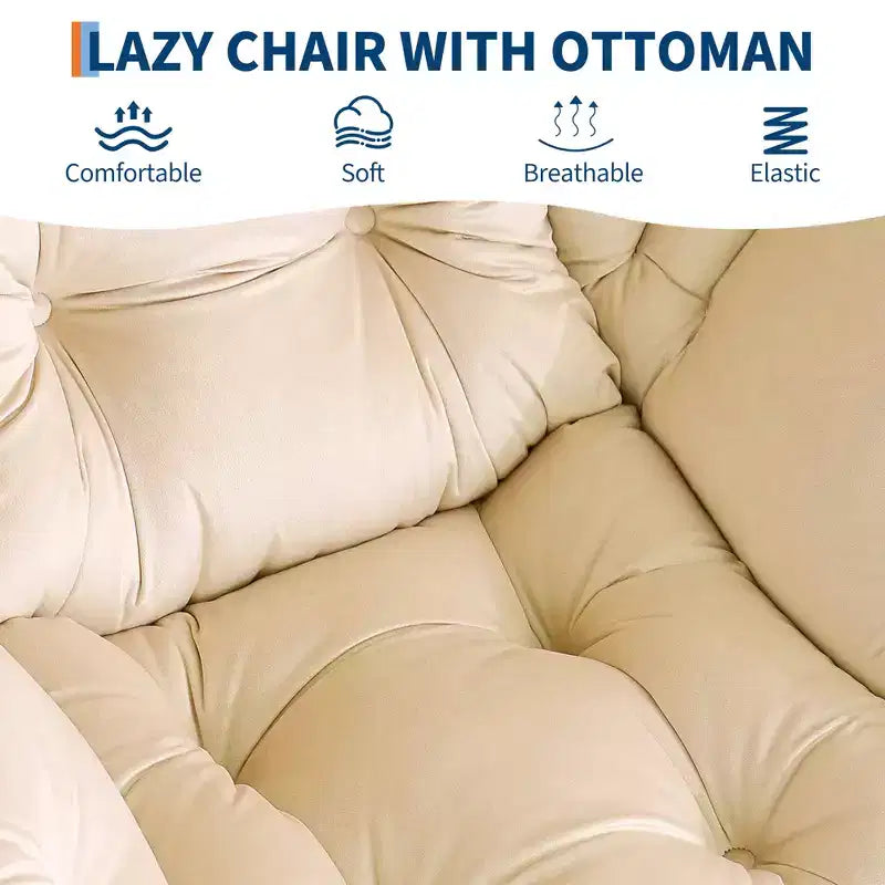 Fauteuil de relaxation avec pouf, canapé de lecture moderne, poche latérale, pour salon, chambre à coucher