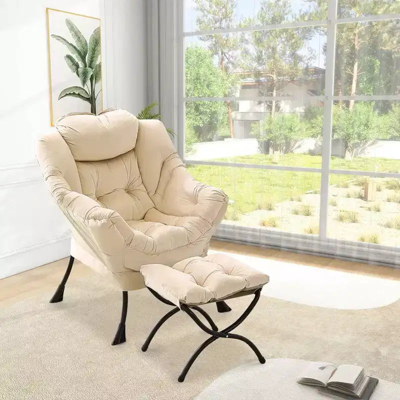 Fauteuil de relaxation avec pouf, canapé de lecture moderne, poche latérale, pour salon, chambre à coucher