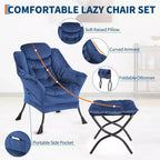 Fauteuil de relaxation avec pouf, canapé de lecture moderne, poche latérale, pour salon, chambre à coucher