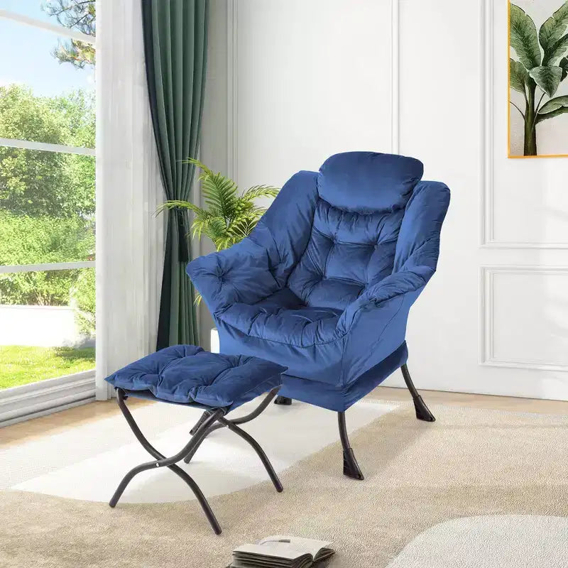 Fauteuil de relaxation avec pouf, canapé de lecture moderne, poche latérale, pour salon, chambre à coucher