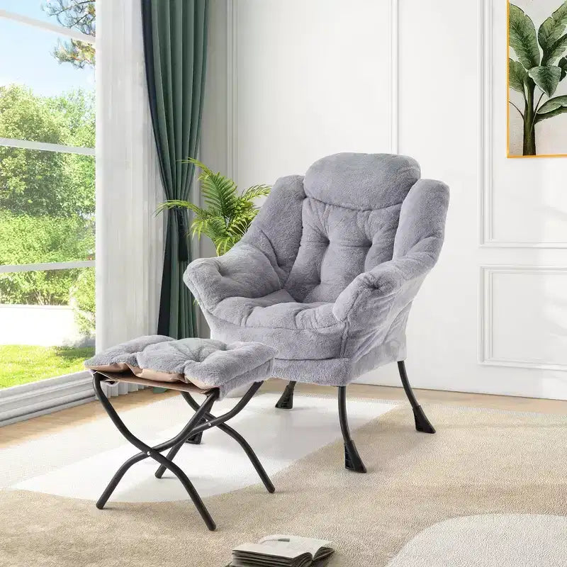 Fauteuil de relaxation avec pouf, canapé de lecture moderne, poche latérale, pour salon, chambre à coucher