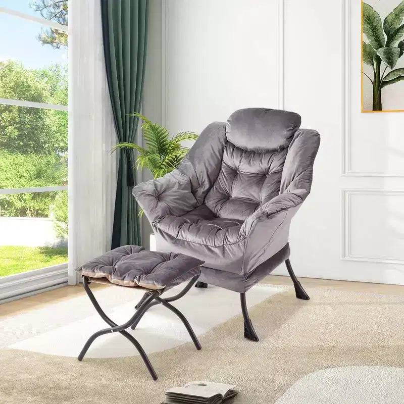 Fauteuil de relaxation avec pouf, canapé de lecture moderne, poche latérale, pour salon, chambre à coucher