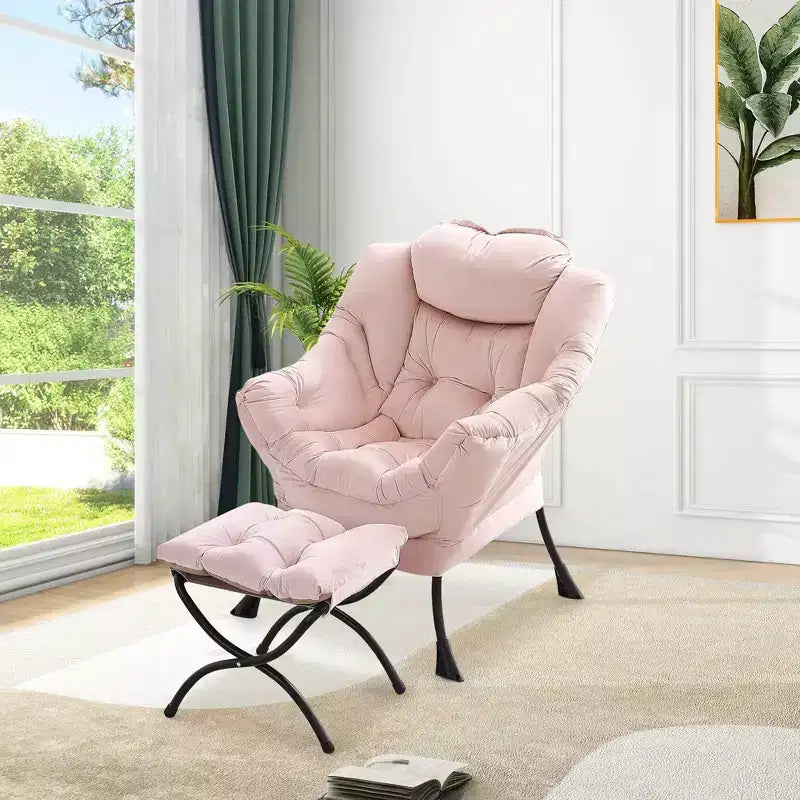 Fauteuil de relaxation avec pouf, canapé de lecture moderne, poche latérale, pour salon, chambre à coucher