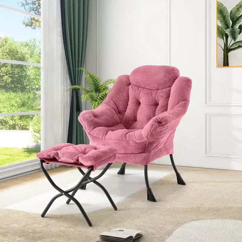Fauteuil de relaxation avec pouf, canapé de lecture moderne, poche latérale, pour salon, chambre à coucher
