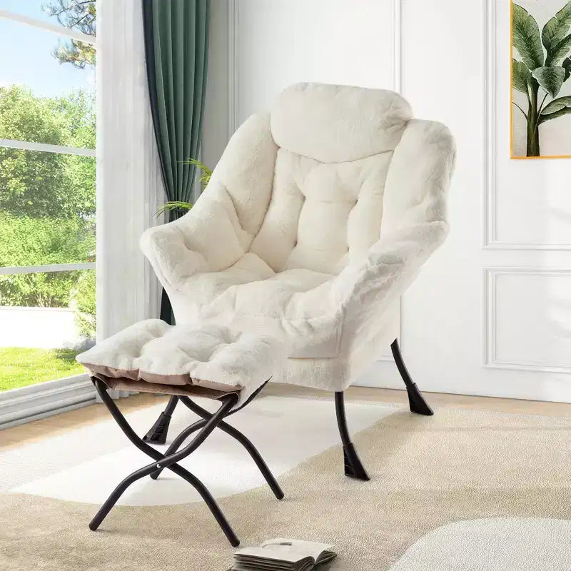 Fauteuil de relaxation avec pouf, canapé de lecture moderne, poche latérale, pour salon, chambre à coucher