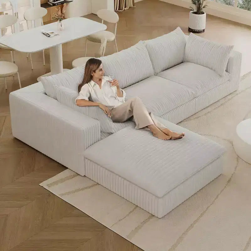 MAYEERTY 39.8 Cloud Sofa Noir - 39.8, Velours Côtelé, Double Couche, Pas de Montage, DIY pour Coin