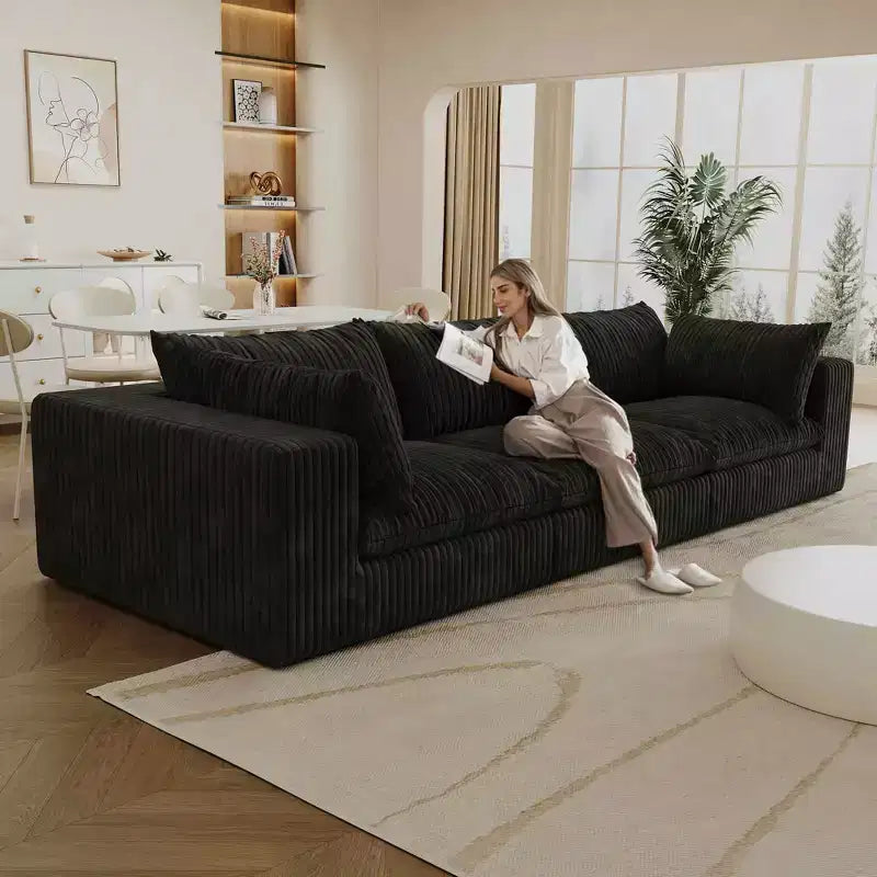 MAYEERTY 39.8 Cloud Sofa Noir - 39.8, Velours Côtelé, Double Couche, Pas de Montage, DIY pour Coin
