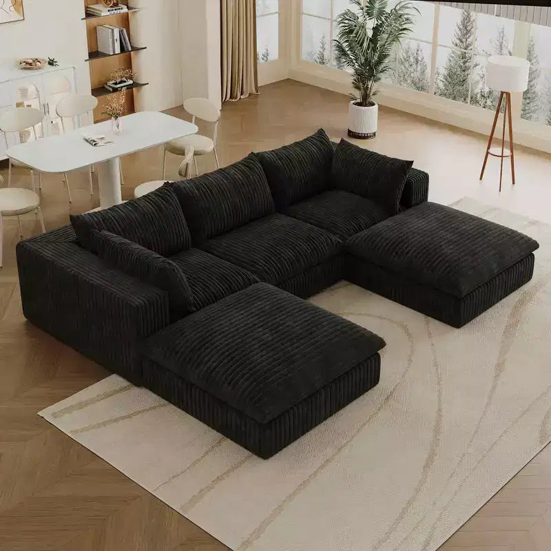 MAYEERTY 39.8 Cloud Sofa Noir - 39.8, Velours Côtelé, Double Couche, Pas de Montage, DIY pour Coin