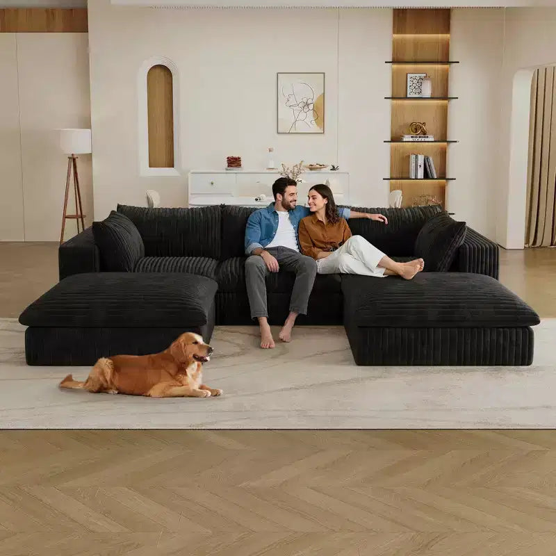 MAYEERTY 39.8 Cloud Sofa Noir - 39.8, Velours Côtelé, Double Couche, Pas de Montage, DIY pour Coin