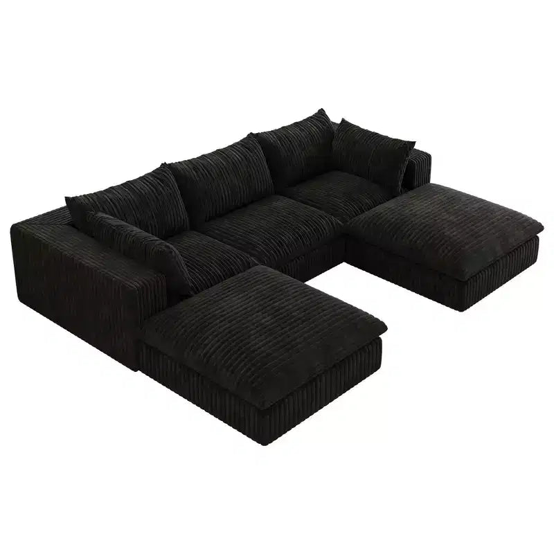 MAYEERTY 39.8 Cloud Sofa Noir - 39.8, Velours Côtelé, Double Couche, Pas de Montage, DIY pour Coin