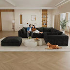 MAYEERTY 39.8 Cloud Sofa Noir - 39.8, Velours Côtelé, Double Couche, Pas de Montage, DIY pour Coin
