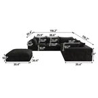 MAYEERTY 39.8 Cloud Sofa Noir - 39.8, Velours Côtelé, Double Couche, Pas de Montage, DIY pour Coin
