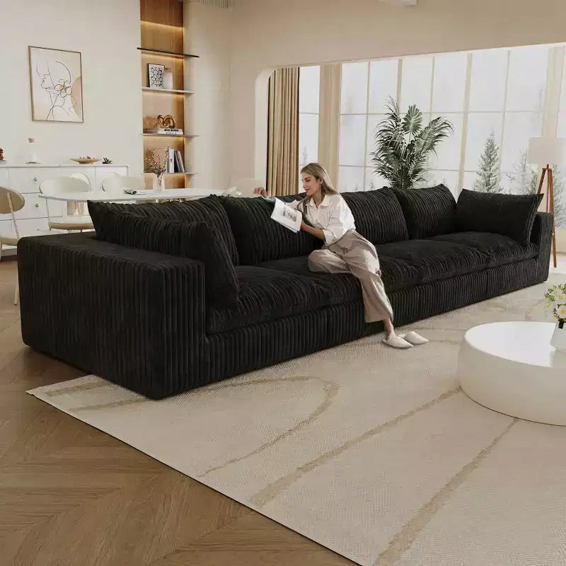 MAYEERTY 39.8 Cloud Sofa Noir - 39.8, Velours Côtelé, Double Couche, Pas de Montage, DIY pour Coin