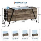 Meuble TV de 119 cm pour téléviseurs de 50 à 65 pouces, meuble de divertissement avec 2 tiroirs, étagères réglables et pieds en métal en U, console TV en bois moderne